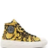 Versace Baskets Montantes à Imprimé Greca Barocco Femme