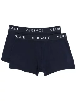 Versace Lot De Deux Boxers à Taille à Logo A98F BLU NAVY/ BLU NAVY