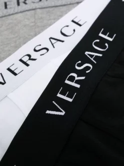 Versace A3278 NERO/ GRIGIO/ BIANCO Lot De Trois Boxers à Taille à Logo Homme -Pas Cher Versace Boutique 16563622 32327311 600