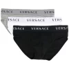 Versace A3278 NERO/ GRIGIO/ BIANCO Lot De Trois Boxers à Taille à Logo Homme