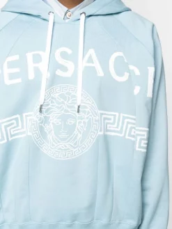 Versace 1V190 LIGHT BLUE Hoodie Medusa à Logo Homme -Pas Cher Versace Boutique 16577650 32547040 600