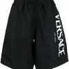 Versace 1B000 NERO Short De Bain à Logo Imprimé Homme