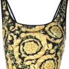 ( Positively Conscious ) Versace Haut De Bikini à Imprimé Baroque A7900 F.DONERO.STAMPA.ORO