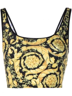 ( Positively Conscious ) Versace Haut De Bikini à Imprimé Baroque A7900 F.DONERO.STAMPA.ORO