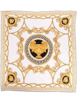 Versace 5W040 WHITE+ BLACK Foulard à Imprimé Medusa Renaissance Femme -Pas Cher Versace Boutique 16805906 34048680 600