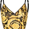 ( Positively Conscious ) Versace 5B000 BLACK GOLD Caraco Crop à Imprimé Baroque Femme