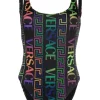 Versace Maillot De Bain à Imprimé Greca 5B020 BLACK+ MULTICOLOR