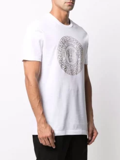 Versace 1W000 OPTICAL WHITE T-shirt Medusa à Ornements De Cristal Homme -Pas Cher Versace Boutique 16805935 33575636 600