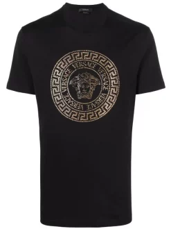 Versace 1B000 BLACK T-shirt Medusa à Ornements De Cristal Homme