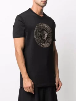 Versace 1B000 BLACK T-shirt Medusa à Ornements De Cristal Homme -Pas Cher Versace Boutique 16805937 33576273 600