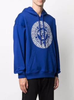 Versace 1U600 Lapis Hoodie Medusa à Logo Imprimé Homme -Pas Cher Versace Boutique 16805945 33358592 600