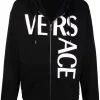 ( Positively Conscious ) Versace Hoodie Zippé à Logo Imprimé Homme