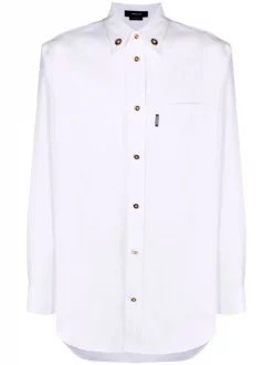 Versace 1W000 OPTICAL WHITE Chemise Medusa à Boutonnière Homme