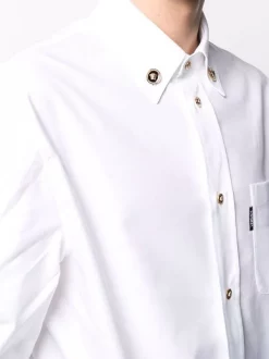 Versace 1W000 OPTICAL WHITE Chemise Medusa à Boutonnière Homme -Pas Cher Versace Boutique 16805959 33387015 600