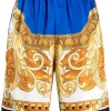 Versace 5U050 ROYAL BLUE + GOLD Bermuda à Motif Baroque Homme