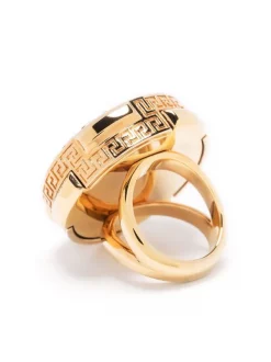 Versace 4J090 VERSACE GOLD CRYSTAL Bague Greca à Ornements Femme -Pas Cher Versace Boutique 16806554 33408555 600