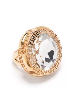 Versace 4J090 VERSACE GOLD CRYSTAL Bague Greca à Ornements Femme