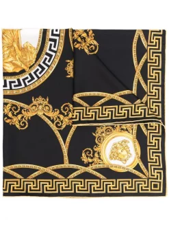 Versace 5B040 BLACK + WHITE Foulard à Motif Medusa Head Femme