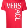 ( Positively Conscious ) Versace 1R230 SCARLET T-shirt Ajusté à Logo Imprimé Homme