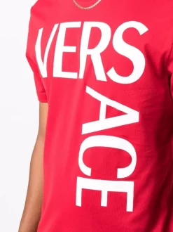 ( Positively Conscious ) Versace 1R230 SCARLET T-shirt Ajusté à Logo Imprimé Homme -Pas Cher Versace Boutique 16806569 33772859 600