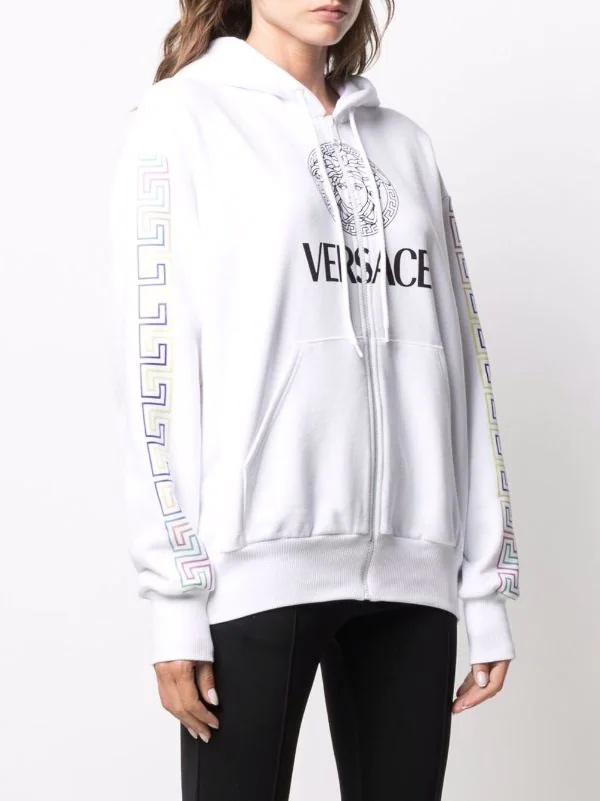 Versace 2W070 WHITE+MULTI Hoodie à Logo Imprimé Femme 3 Versace 2W070 WHITE+MULTI Hoodie à Logo Imprimé Femme – Image 3
