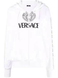 Versace 2W070 WHITE+MULTI Hoodie à Logo Imprimé Femme