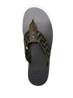 Versace 2K20B KHAKI+NERO-RUTENIO ULTRA BLACK Tongs à Motif Greca Homme -Pas Cher Versace Boutique 16806652 33376699 600