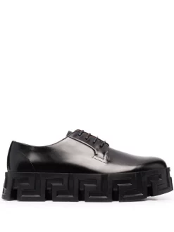 Versace Chaussures Lacées Greca à Semelle Crantée 1B000 BLACK