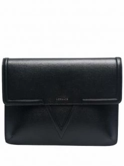 Versace 1B00E BLACK Pochette à Plaque Logo Homme
