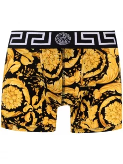 ( Positively Conscious ) Versace Boxer à Imprimé Barocco 5B000 BLACK/ YELLOW