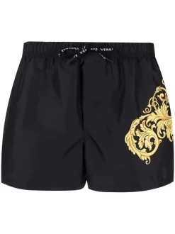 Versace Short De Bain à Imprimé Baroque 5B000 BLACK GOLD