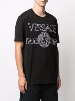 ( Nouvelle Collection ) Versace 1B000 BLACK T-shirt à Logo Brodé Homme -Pas Cher Versace Boutique 16807357 33332095 600