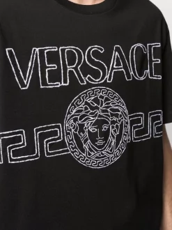 ( Nouvelle Collection ) Versace 1B000 BLACK T-shirt à Logo Brodé Homme -Pas Cher Versace Boutique 16807357 33332096 600