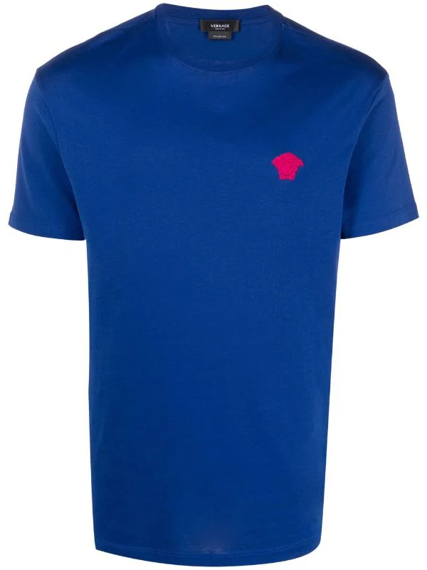 ( Positively Conscious ) Versace T-shirt à Motif Medusa Brodé 2U560 BLUE 1 ( Positively Conscious ) Versace T-shirt à Motif Medusa Brodé 2U560 BLUE