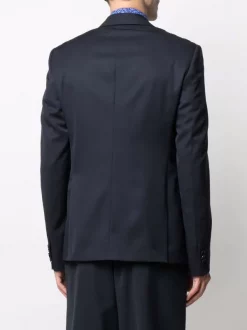 Versace Veste En Laine à Simple Boutonnage 5U120 BLUE PRINT -Pas Cher Versace Boutique 16807377 33383642 600