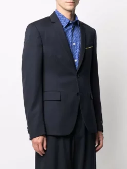 Versace Veste En Laine à Simple Boutonnage 5U120 BLUE PRINT -Pas Cher Versace Boutique 16807377 33383644 600