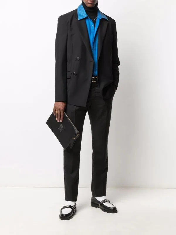 Versace Pantalon à Taille Contrastante 1B000 BLACK 2 Versace Pantalon à Taille Contrastante 1B000 BLACK – Image 2