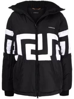 Versace Doudoune à Imprimé Greca 2B020 BLACK + WHITE