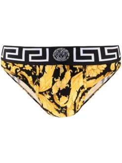 ( Positively Conscious ) Versace 5B000 BLACK GOLD Slip à Imprimé Baroque Homme