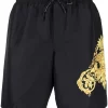 Versace 5B000 BLACK GOLD Short De Bain à Imprimé Baroque Homme