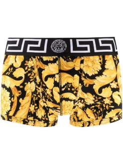 ( Positively Conscious ) Versace Boxer à Imprimé Baroque 5B000 BLACK+GOLD