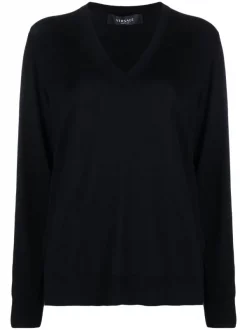 Versace 2B020 Black+White Pull En Maille Intarsia Femme