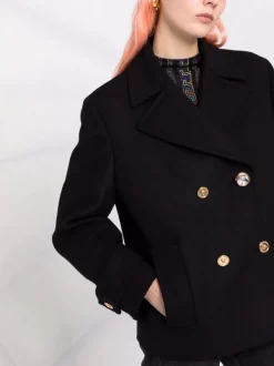 Versace 1B000 BLACK Caban à Boutonnière Croisée Medusa Femme -Pas Cher Versace Boutique 16808036 33591018 600