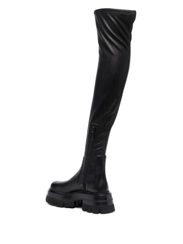 Versace 1B000 BLACK Bottes En Cuir Femme 3 Versace 1B000 BLACK Bottes En Cuir Femme – Image 3