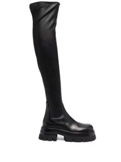 Versace 1B000 BLACK Bottes En Cuir Femme