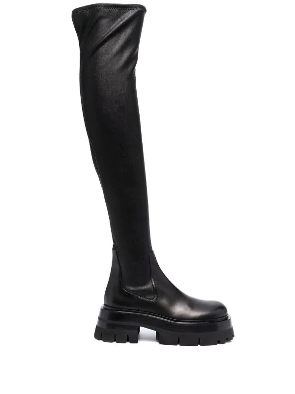 Versace 1B000 BLACK Bottes En Cuir Femme 1 Versace 1B000 BLACK Bottes En Cuir Femme
