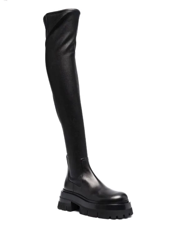 Versace 1B000 BLACK Bottes En Cuir Femme 2 Versace 1B000 BLACK Bottes En Cuir Femme – Image 2