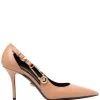 Versace Escarpins En Cuir à Bout Pointu 1K26V CARAMEL + ORO VERSACE