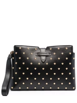 ( Nouvelle Collection ) Versace 1B00V NERO/ ORO VERSACE Pochette à Plaques Medusa Homme