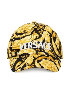 ( Access Edit ) Versace Casquette à Imprimé Baroque 5B000 BLACK + GOLD